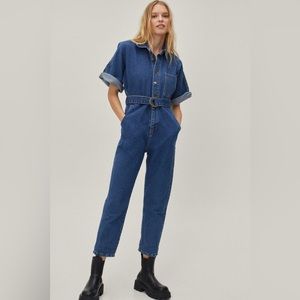 Nasty Gal NWT denim boiler suit jumpsuit tie waist